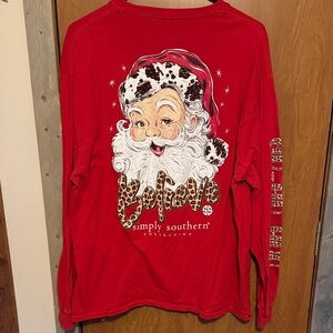 Simply Southern  Red Santa Long Sleeve Tee